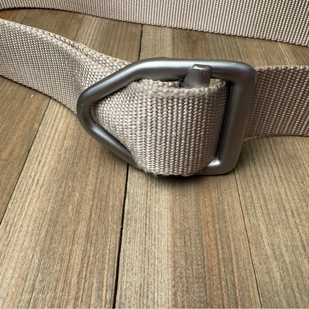 Bison Designs Nylon Webbing Belt Heavy Duty Buckle Small-47” Tan Silver‎ Buckle